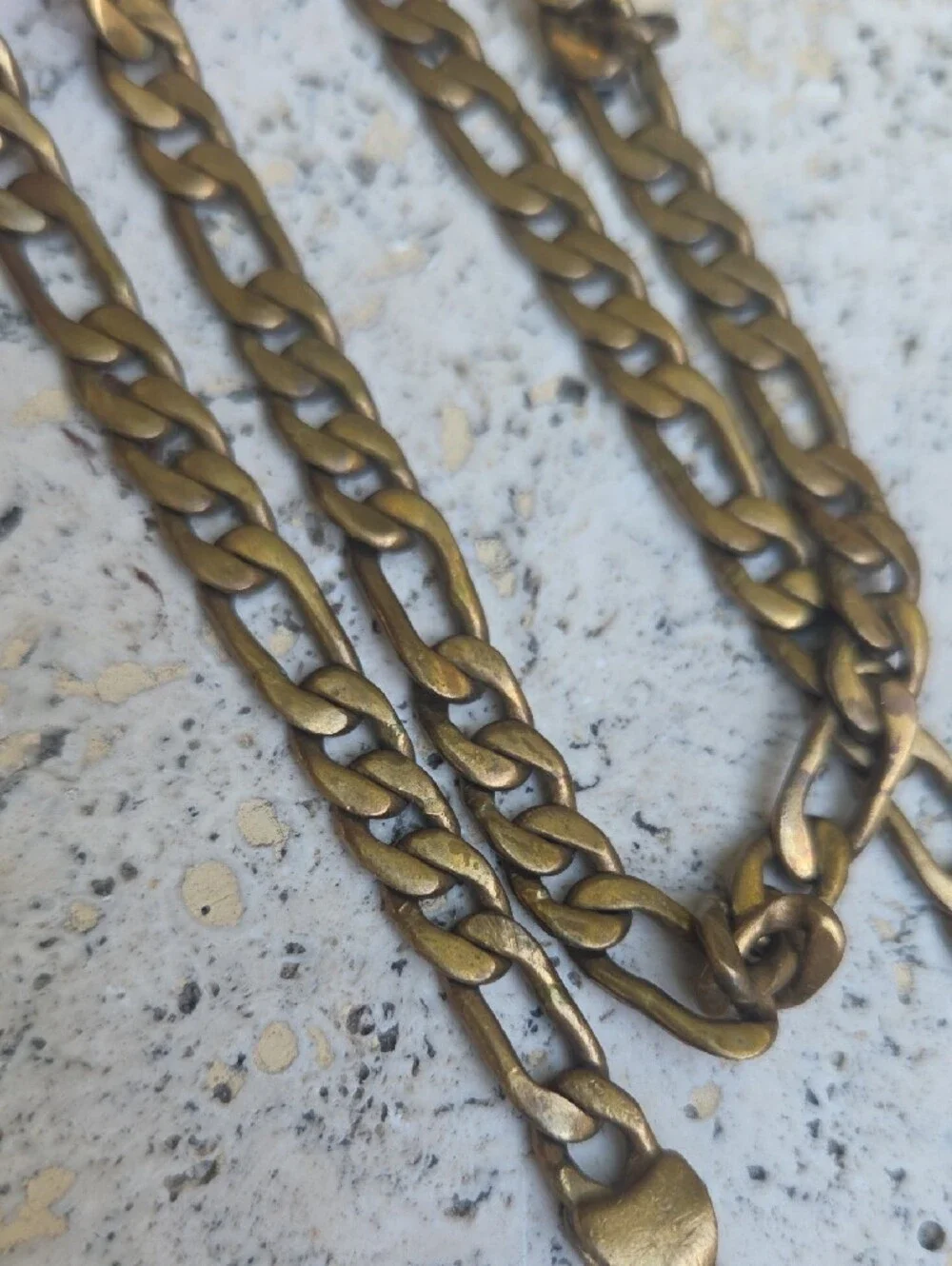 Vintage Gold-Tone Brass Figaro Chain Necklace 24